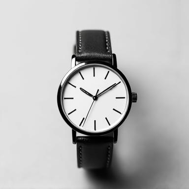 A sleek minimalist watch with a clean white dial
